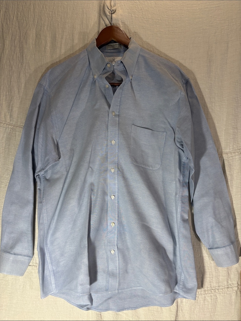 Vintage Enro Light Blue Oxford Cloth Button Down Shirt 17-36 Tall USA Made